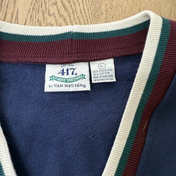 VTG Van Heusen 417 Authentic Sportswear Cardigan Sweater Grandpacore Preppy L - Picture 3 of 10